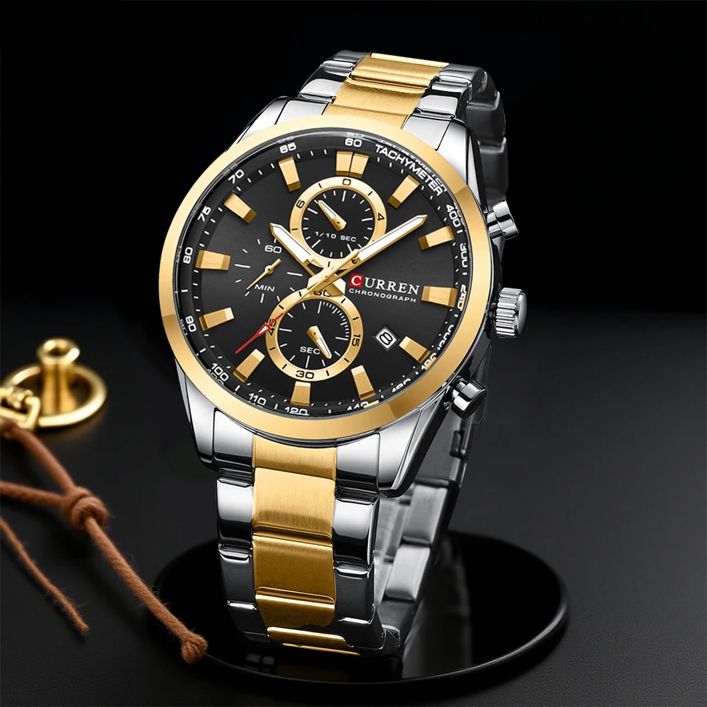 Accessories With Watch - CURREN Casual Quartz Chrono Sportowe Marki