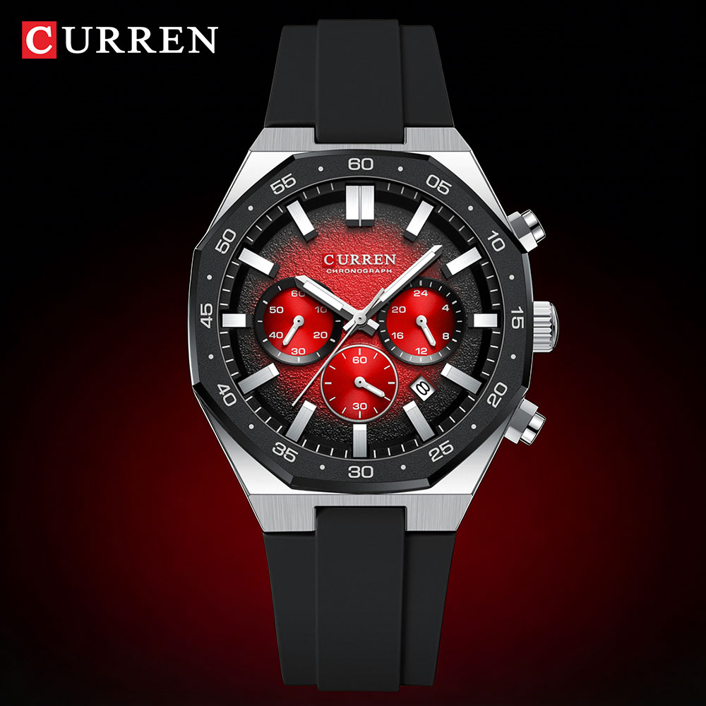 Accessories With Watch - CURREN Modny Męski Zegarek Sportowy Chronograf