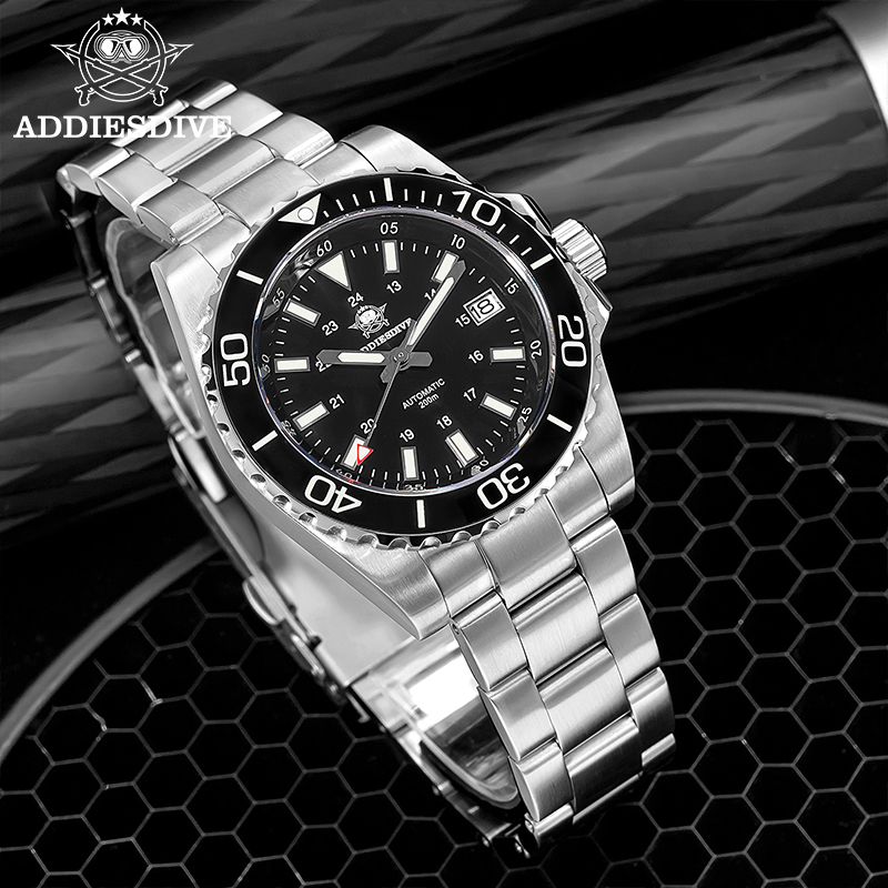 Accessories With Watch - ADDIESDIVE Męski Zegarek 8215 Mechaniczny Szafirowy