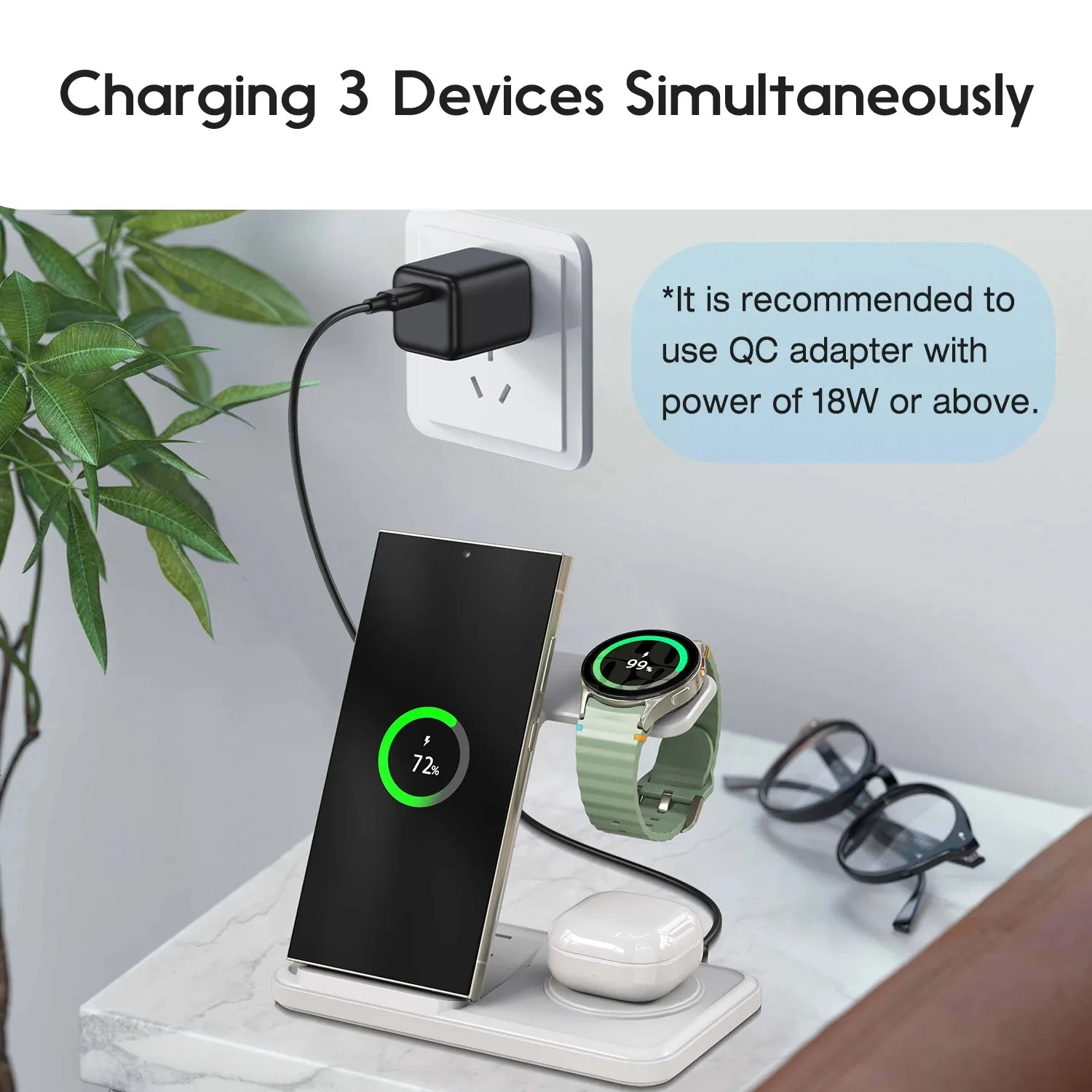 Stacja ładująca 3w1 bezprzewod – Wireless Charger Watch recenzja i cena
