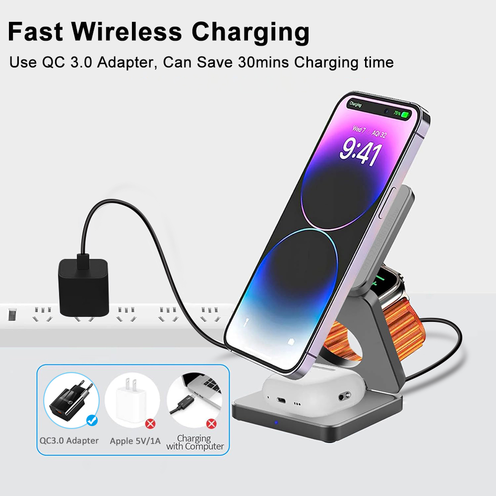 Bezprzewodowa ładowarka 3 w 1  – Wireless Charger Watch recenzja i cena